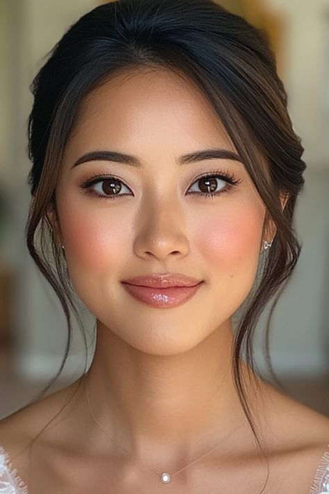 25 Gorgeous Bridesmaid Makeup Ideas for Your Wedding - Yeah Weddings Makeup Ideas For Asian Women, Brides Makeup Natural, Wedding Makeup With Green Dress, Bridal Makeup Romantic Glam, Asian Mother Of Bride Makeup, Wedding Makeup Inspiration Natural Looks, Wedding Makeup Asian Natural, Simple Light Wedding Makeup, Wedding Day Natural Makeup