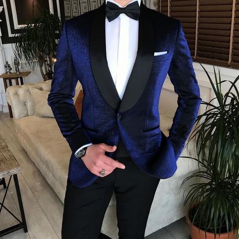 Royal Blue Velvet Tuxedo For Men, Groom Suit Royal Blue, Men’s Wedding Tuxedo Blue, Midnight Blue Suits Men, Dark Blue And Black Suit Men, Royal Blue Suits For Men Wedding, Male Suits For Prom, Black And Royal Blue Suit Men, Black And Blue Wedding Suit