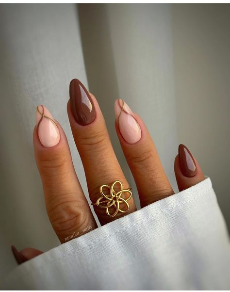 Autumn Almond Nails, Short Classy Nails, Almond Gel Nails, Engagement Nails, Colourful Nails, Simple Fall Nails, Milky Nails, Autumn Nail, Nagel Tips