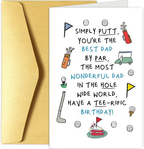 Cards For Grandpa Birthday, Dads Birthday Cards From Daughter, Birthday Cards For Dads Funny, Golf Birthday Card Ideas, Golfing Birthday Cards, Birthday Card For Dad From Daughter, Homemade Gifts For Dad Birthday, Birthday Cards For Dad From Daughter, Dad Birthday From Kids