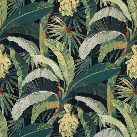 Catherine Martin by Mokum Tropicalia Midnight | James Dunlop Textiles Standing Hammock, Vincenzo De Cotiis, Blues Scale, Tropical Fabric, Tropical Oasis, Embossed Paper, Surround Yourself, Deco Floral, Outdoor Fabric