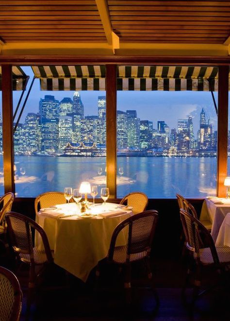 River Café, Brooklyn, NY Cafe Nyc, Ny Restaurants, I Love Nyc, Luxury Restaurant, Waterfront Restaurant, Nyc Restaurants, Romantic Places, Nyc Trip, City That Never Sleeps