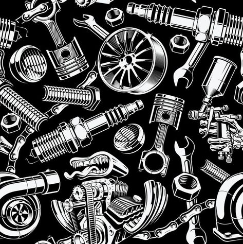 Auto parts seamless background, this background can be used as wallpapers for a garage, car service, or as a fabric print Custom Car Parts, Moto Wallpapers, Car Advertising Design, Car Fabric, Garage Car, Car Prints, Car Backgrounds, Auto Parts Shop, Automotive Artwork