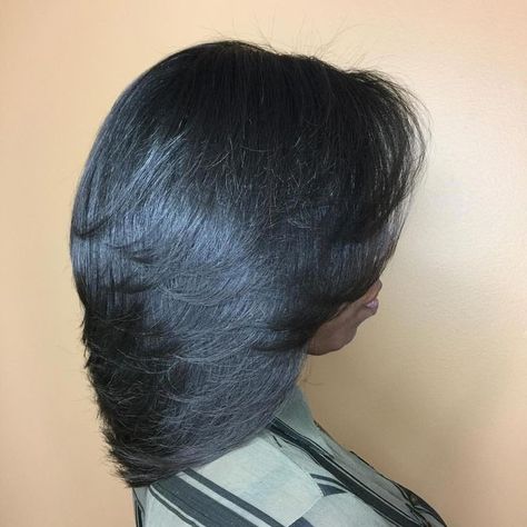 Chin Length Bob Hairstyles, Natural Hair Blowout, A Line Bob, Pressed Natural Hair, Silk Press Natural Hair, Chin Length Bob, Choppy Bob, Blowout Hair, Long Layered Hair