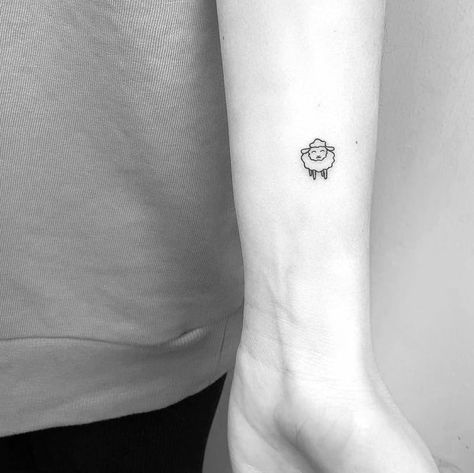 Sheep Tattoo Cute, Tiny Sheep Tattoo, Sheep Tatoos, Cute Sheep Tattoo, Small Sheep Tattoo, Black Sheep Tattoo Ideas, Tattoo Sheep, Sheep Tattoos, Agape Tattoo