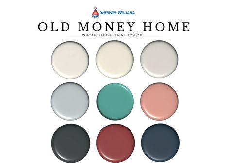 Sherwin Williams Old Money Home, Old Money Decor, vintage eclectic house paint, Home Paint Scheme, Wall Decor, Kitchen Colors Exterior Color Old Money Style House, Old Money Decor, Old Money Home, Kitchen Hardware Trends, Old Money House, Exterior Color Palette, Choosing Paint Colours, Color Plate, Home Paint