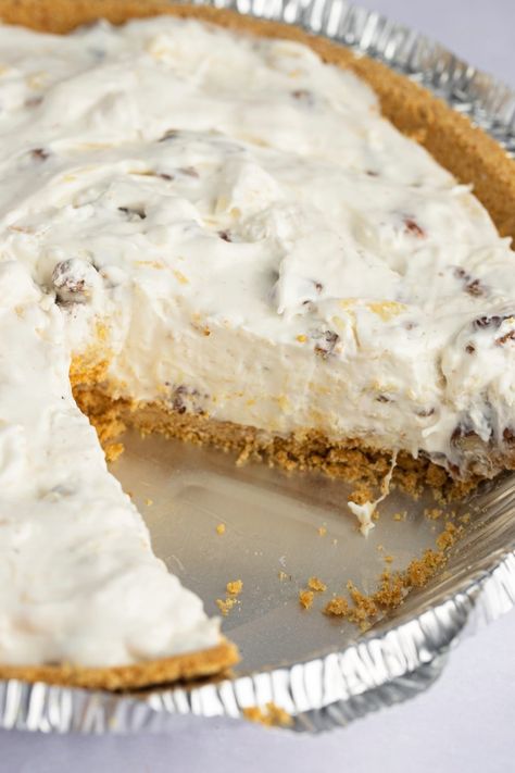 Furrs Millionaire Pie Recipes, Millionaire Pie With Cream Cheese, Million Dollar Pie Recipe Cool Whip, Pudding Pie With Graham Cracker Crust, Millionaire Pie Furrs Recipe, No Bake Pies With Graham Cracker Crust, Million Dollar Pie Recipe, Pineapple Cream Cheese Pie, Graham Cracker Crust Pie Recipes