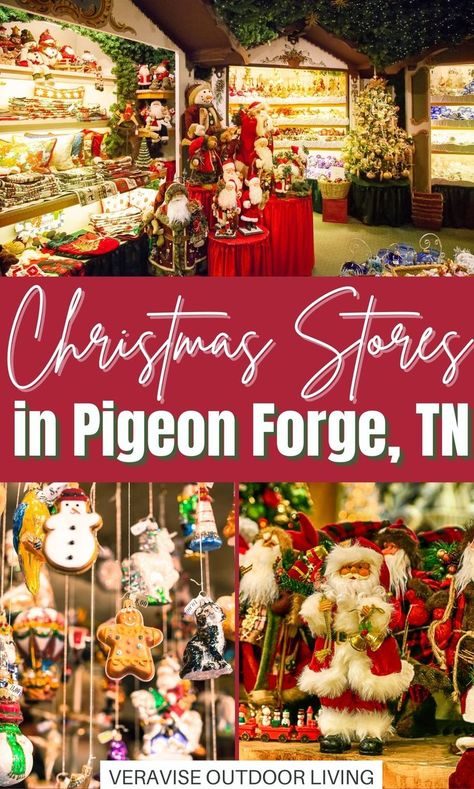 Best Christmas Stores In Pigeon Forge, TN • The Incredible Christmas Place • Christmas & Collectibles • Christmas and Candle Shop at Apple Barn • Rivertown Christmas Cottage Pigeon Forge Tennessee Christmas, Gatlinburg Christmas, Christmas Stores, Travel Tennessee, Smoky Mountain Christmas, Pigeon Forge Vacation, Tennessee Christmas, Gatlinburg Vacation, Christmas Getaways