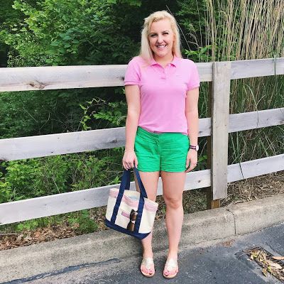 Kellyprepster: SUMMER IN PINK AND GREEN || OOTD Pink And Green Outfit, Green Ootd, Fun Color, Green Outfit, I'm Back, Polo Dress, Color Combination, Polo Shirts, Pink And Green