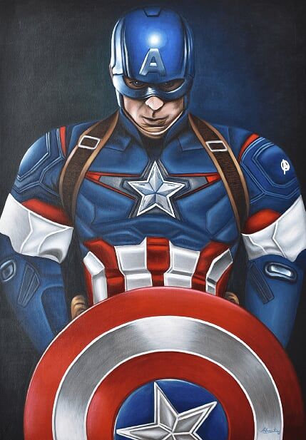 Avengers Paintings, Capitan America Wallpaper, Captain America Painting, Captain America Canvas, Iron Man Painting, Dominican Culture, Avengers Painting, Marvel Paintings, Blending Techniques