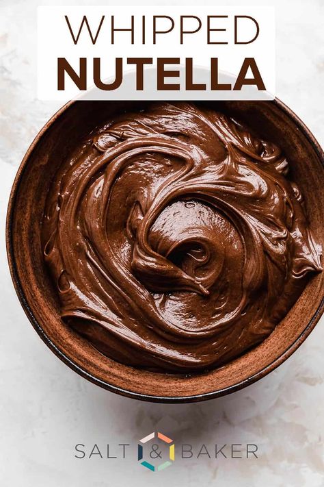 This Nutella Whipped Cream is smooth, thick, creamy and delicious! Serve this delicious whipped Nutella on top of crepes, ice cream, brownies and more! Whipped Chocolate Ganache, Whipped Ganache, Chocolate Ganache Frosting, Chocolate Fudge Frosting, Nutella Desserts, Vanilla Ice Cream Recipe, Recipes With Whipping Cream, Homemade Vanilla Ice Cream, Fudge Recipes Easy