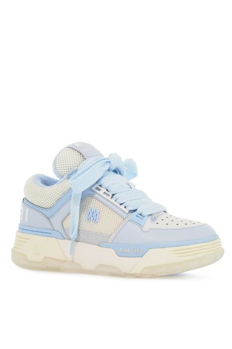 Amiri Shoes, Smooth Leather, Patch Logo, Air Jordan, Rubber Sole, Air Jordans, Jordan, Light Blue, Monogram