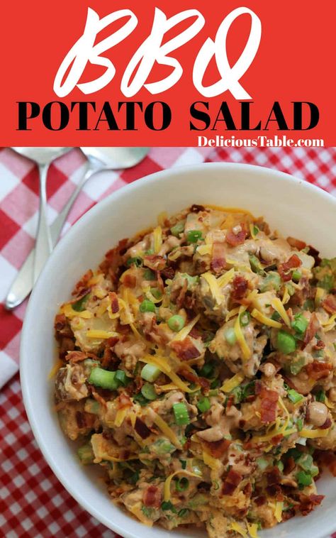 Bbq Potato Salad, Potato Salad Loaded, Baked Potato Salad Recipe, Salad Recipes With Bacon, Ranch Potato Salad, Grilled Potato Salad, Bbq Potatoes, Baked Potato Salad, Cookout Side Dishes