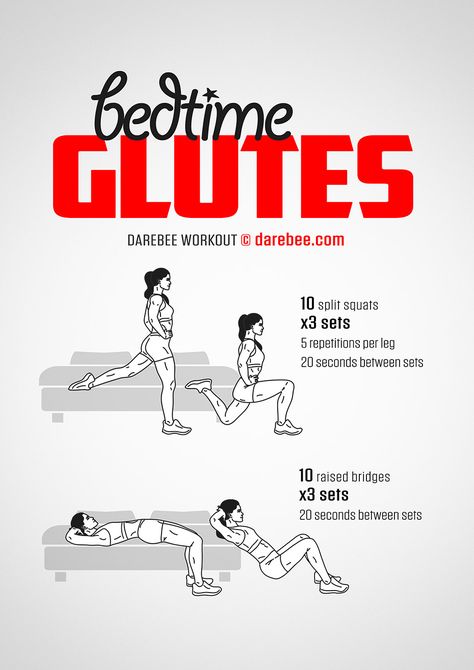 Bedtime Glutes Workout Bedtime Workout, Darebee Workout, Glute Strengthening, Before Bed Workout, Bed Workout, Kettlebell Training, Home Exercise Routines, At Home Workout Plan, Kettlebell Workout