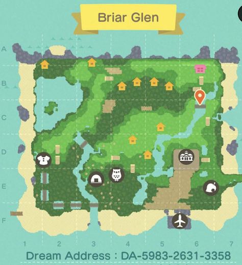 Anch Map Layout, Animal Crossing Layout Ideas Map, Acnh Island Map, Map Layout, Animal Crossing Guide, Lake Map, Animal Crossing Wild World, Island Map, Animal Crossing Villagers