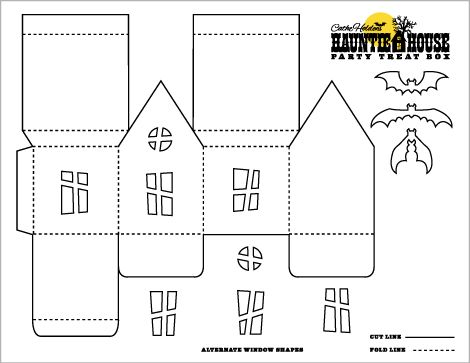 Cutest little Halloween houses. I printed the template then copied it to  glitter card stock. They were lovely in my Halloween tree! Haunted House Template, Noun Town, 3d Paper Houses, Treat Box Template, Cardboard Template, Egypt Activities, Paper House Template, Moldes Halloween, Halloween Stem