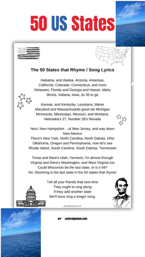 This is a 50 US states song that was made that can be learned for fun or education ! 50 States Song, States Song, Rhymes Songs, Us States, U.s. States, Good Ole, 50 States, North Dakota, South Dakota