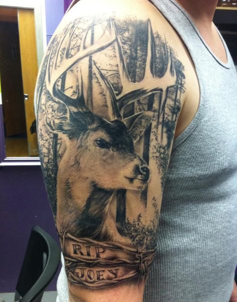 Bow Hunting Tattoos, Deer Hunting Tattoos, Buck Tattoo, Deer Skull Tattoos, Deer Tattoo Designs, Hirsch Tattoo, Hunter Tattoo, Hunting Tattoos, Country Tattoos