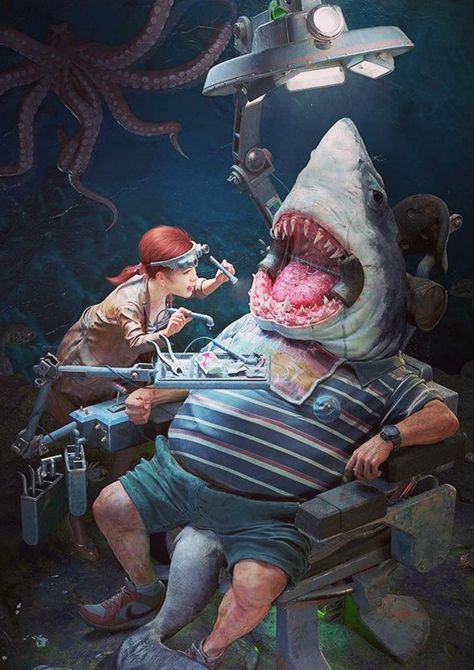 Kim Jung Gi, 3d Karakter, Shark Art, Arte Obscura, Creepy Art, 판타지 아트, Monster Art, Weird Art, Arte Horror