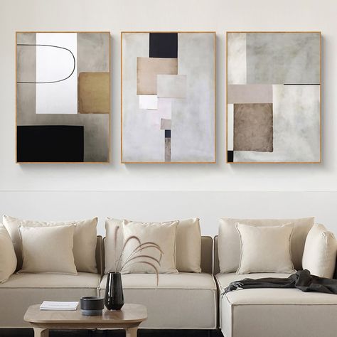 Abstract Geometric Vintage Canvas Paintings Minimalist Poster and Print Wall Art Picture Office Home Decoration No Frame Black Pastel, Scandinavian Style Home, Modern Interior Decor, Geometric Vintage, Loft Apartment, Bedroom Loft, Decorating With Pictures, Pastel Colours, Wall Art Canvas Painting