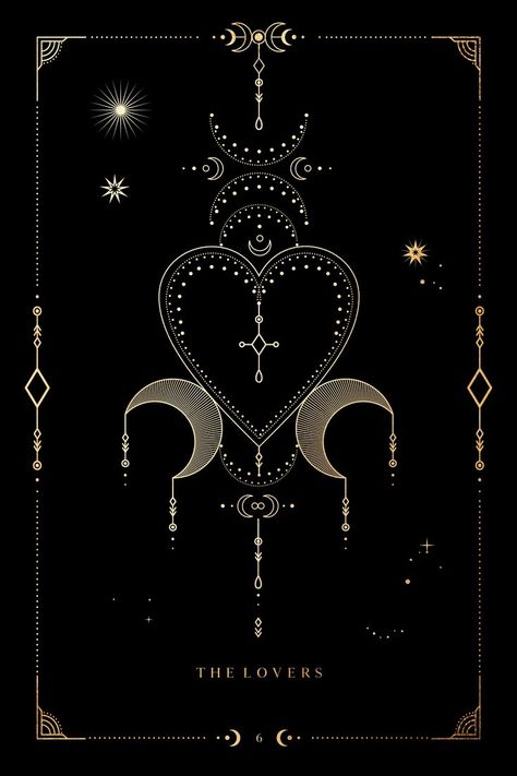 Tarot Card Poster, Gothic Living Room, Witch Wall Art, Tarot Card Print, Sun And Moon Print, Lovers Tarot Card, The Lovers Tarot Card, The Lovers Tarot, Card Poster