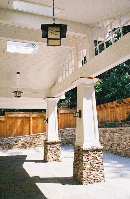 Carport Haven - pillars | Flickr - Photo Sharing! Carport Ideas, Car Ports, Building A Porch, Garage Studio, Carport Designs, Stone Pillars, Car Port, Porte Cochere, Craftsman Style Homes