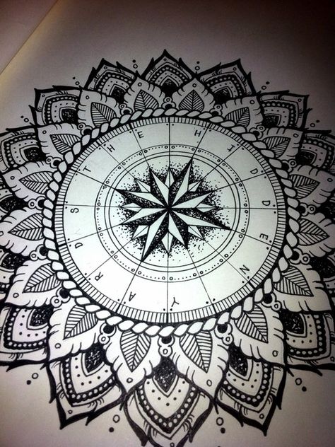 Compass mandala for ‘The Hidden Yards’ Nautical Mandala, Thomas Tattoo, Tattoo Ship, Inking Illustration, Mandala Compass Tattoo, Mandala Compass, Nautical Tattoo, Skeleton Hand Tattoo, Mandalas Painting