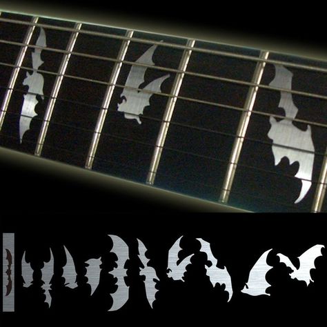 Fretboard Markers Inlay Sticker Decals for Guitar & Bass - Bat Wing - Metallic Fret Markers, Metal Bat, Guitar Fretboard, Guitar Stickers, Electric Guitar Design, Bass Ukulele, Sticker Decals, Bat Wing, Guitar Design