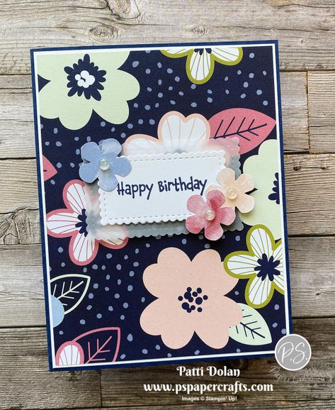 Paper Blooms Birthday Card by pspapercrafts - at Splitcoaststampers Stampin Up Paper Blooms Dsp, Paper Blooms Designer Series Paper, Stampin Up Paper Blooms Dsp Cards, Pierced Blooms Stampin Up Cards, Hey Birthday, I Love Flowers, Dsp Cards, Stamping Cards, Image Paper