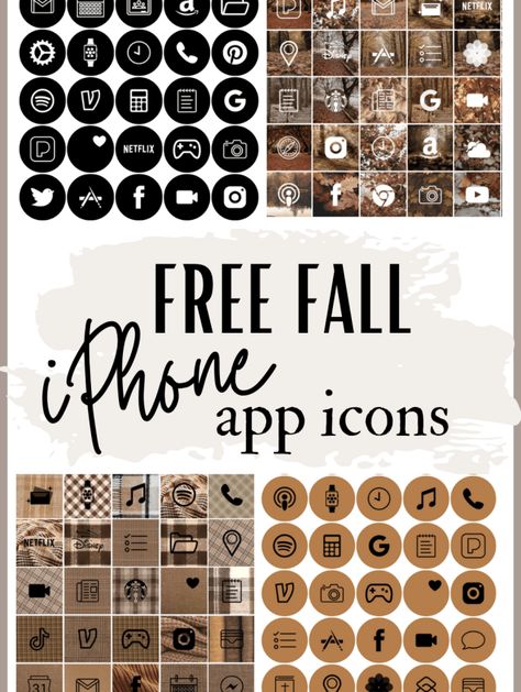 Free Fall Aesthetic App Icons, Fall Aesthetic App Icons, Fall Apps, All Apps Icon, Fall Icons, Fall Backgrounds Iphone, Surf Vintage, Aesthetic App Icons, Etiquette Vintage