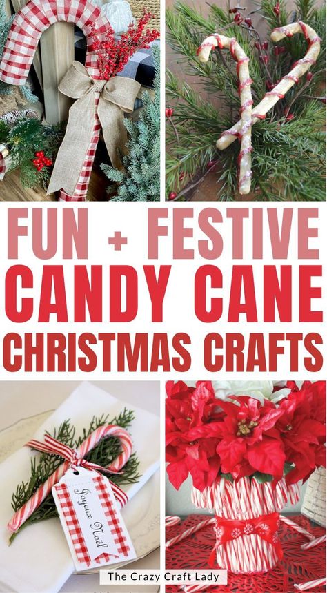 Fun and Festive Candy Cane Christmas Crafts Gifts Made With Candy Canes, Candy Came Christmas Ideas, Diy Candy Cane Christmas Tree, Decorated Candy Canes, Christmas Crafts With Candy Canes, Candy Cane Ideas Christmas, Christmas Crafts Candy Canes, Things To Make With Candy Canes, Candy Cane Party Ideas