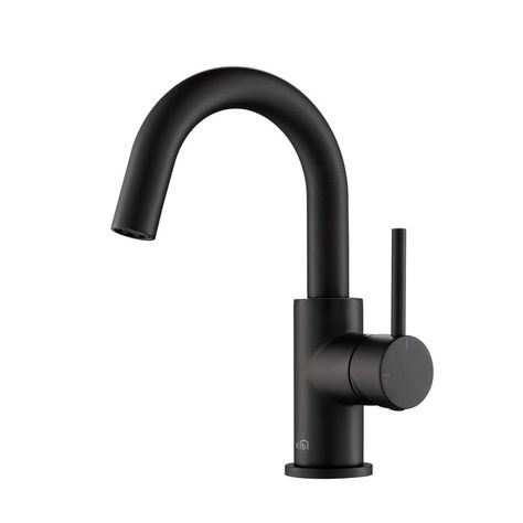 KIBI USA Circular Single Hole Bathroom Faucet with Drain Assembly & Reviews - Wayfair Canada Black And Nickel Bathroom, Wet Bar Sink, Bar Sink Faucet, Black Bathroom Faucet, Public Bathroom, Bathroom Faucets Brushed Nickel, Farmhouse Vanity, Matte Black Bathroom, Contemporary Bathroom Sinks