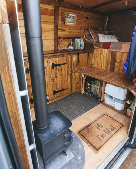 Rustic wooden interior of my Vauxhall Movano camper van Self Build Campervan, Wooden Interior, Camper Hacks, Kombi Home, Van Conversion Interior, Van Camper, Camper Storage, Campervan Life, Van Life Diy