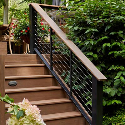 Timbertech Decking, Composite Deck Railing, Deck Remodel, Front Stairs, Tiered Deck, Deck Railing Design, Oberirdische Pools, Modern Deck, Deck Colors