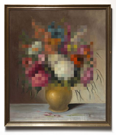 A vintage oil painting of a vase of colorful flowers that has been reinterpreted with a pixellated motif over the blooms, blurring them and simplifying their tones Pixelated Art, Installation Street Art, Still Life Paintings, History Painting, Life Paintings, Nature Drawing, Art Et Illustration, Learn Art, Street Artists