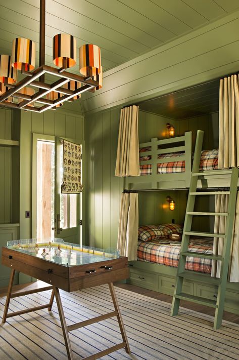 Green Room Decor Aesthetic, Green Aesthetic Room Decor, Painted Bunk Beds, Green Aesthetic Room, Green Powder Room, Home Decorating Styles, Bedroom Ceilings, Most Popular Paint Colors, Green Room Decor