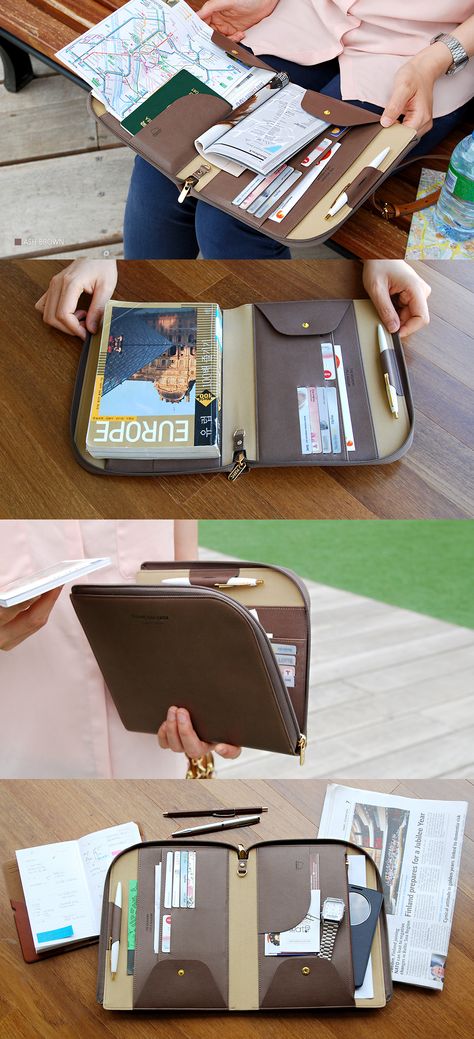 Practical Style, Travel Clutch, Book Clutch, Work And Travel, Leather Book, Small Book, Leather Books, My Travel, Travel Organization