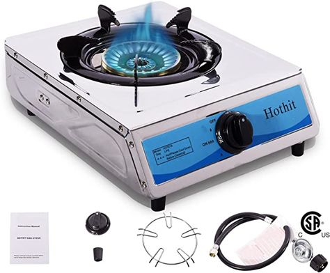 Amazon.com: Hothit Portable Single Burner Propane Stove, 14,300 BTU High Power Auto Ignition Stainless Steel Gas Cooktop For RV Outdoor Kitchen and Apartment : Appliances Rv Outdoor Kitchen, Butane Stove, Cast Iron Burner, Small Stove, Kitchen Apartment, Propane Stove, Double Burner, Single Burner, Gas Cooktop