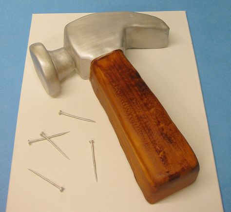 Hammer by LovelyCakes.net, via Flickr Hammer Cake, Chocolate Finger Cake, Tool Box Cake, Tools Birthday Party, Building Cake, Construction Cake, 60th Birthday Cakes, Cute Birthday Ideas, Birthday Themes For Boys