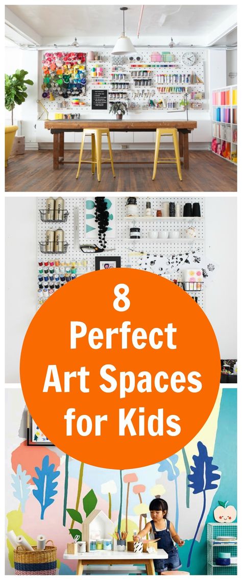 Art Spaces For Kids: 8 Art Spaces Your Kids Would Give Up Dessert For Art Space For Kids, Kids Art Area, Kids Art Corner, Kids Art Station, Kids Art Space, Kid Friendly Art, Art Drawing Ideas, Kids Art Studio, Space For Kids