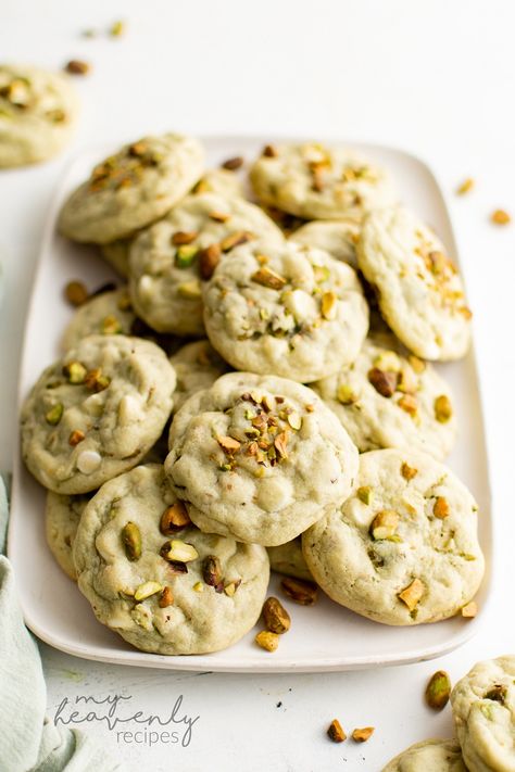 Pistachio Cookies Recipe Pistachio Cookies Recipe, My Heavenly Recipes, Cookies Chewy, Heavenly Recipes, Pistachio Cookies, Pistachio Pudding, Cookie Brownie Bars, Christmas Cookies Easy, Favorite Dessert Recipes