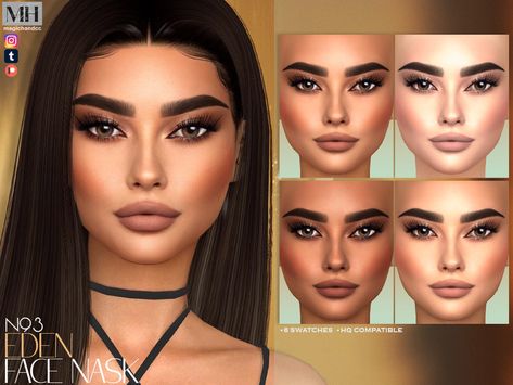 Sims 4 Face Mask Cc, Sims Face, Carrie Dress, The Sims 4 Skin, Velvet Bustier, Face Features, Sims Ideas, Skin Mask, Olive Skin