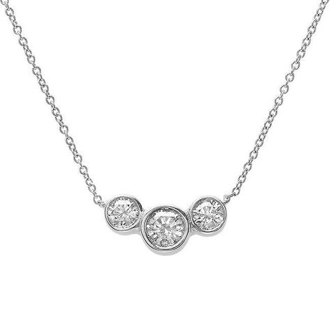 White gold three stone round shaped 3.5 carats diamond necklace pendant Bezel Set Necklace, Jewellery Shops, Jewellery Sale, Three Stone Diamond, Infinity Necklace, Bezel Pendant, Bezel Diamond, Diamond Pendant Necklace, Simple Necklace