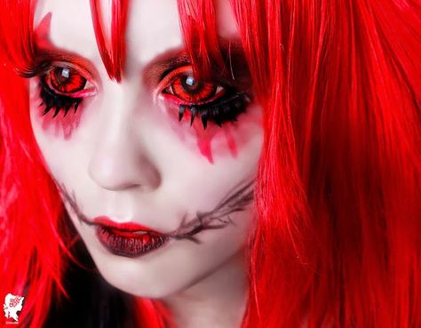 Red Contacts Makeup, Red Eyes Contacts, Cosplay Eyes, Sclera Lenses, Sclera Contacts, Makeup Witch, Elaborate Costumes, Witch Ideas, Red Contacts Lenses