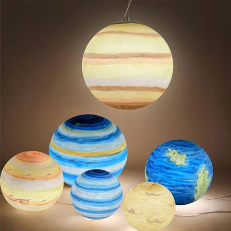 Planet Lamp, Saturn Planet, Galaxy Pendant, Mosquito Killer Lamp, Planet Design, Sun And Earth, Ball Pendant Lighting, Wooden Lanterns, Lampe Decoration