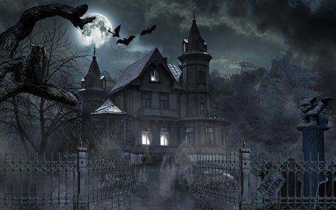 Live Wallpaper For Pc, Horror Pictures, Dark House, Gothic Wallpaper, Wallpaper Halloween, Horror House, Gothic Horror, Gothic Halloween, Halloween Digital