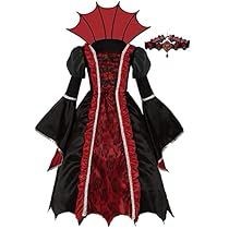 Vampire Queen Costume, Vampire Costume Kids, Royal Vampire, Girls Vampire Costume, Vampire Costume Diy, Sorceress Costume, Girls Halloween Dress, Trick Or Treat Costume, Vampire Dress