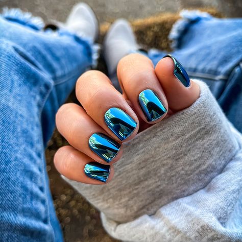 It’s #manimonday 💅 Which press-on look is your fave? 🤩 #pressonnailsofinstagram #manimixup #chromenails😍💅💣 #chromenail #naildashes #nailinspo💅 #nailinspodaily #boycottboringnails #thingslindsayloves #redaspennaildashes #redaspennails Black And Blue Chrome Nails, Blue Chrome Nails, T Bo, Blue Chrome, August 19, Chrome Nails, Press On Nails, Nail Inspo, Manicure