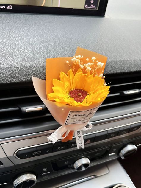 Car Air Vent Fragrance Diffuser - Large Sunflower DesignI discovered amazing products on SHEIN.com, come check them out! Air Freshener Aesthetic, Natural Flower Bouquet, Air Car, Sunflower Bouquet, Organic Aesthetic, Sunflower Bouquets, Natural Flowers, Glass Spray Bottle, Car Air Fresheners