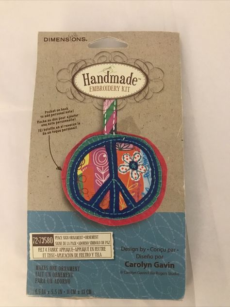 Dimensions Handmade Embroidery Kit Peace Ornament. New Makes one ornament Peace Sign Craft, 60th Birthday Party, Handmade Embroidery, Embroidery Kit, Handmade Ornaments, 60th Birthday, Embroidery Kits, Peace Sign, Christmas Cheer